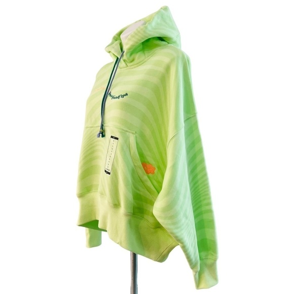 NIKE Mind Over Matter Show Yourself Love Cropped Neon Green Hoodie Size L NEW - Picture 2 of 9
